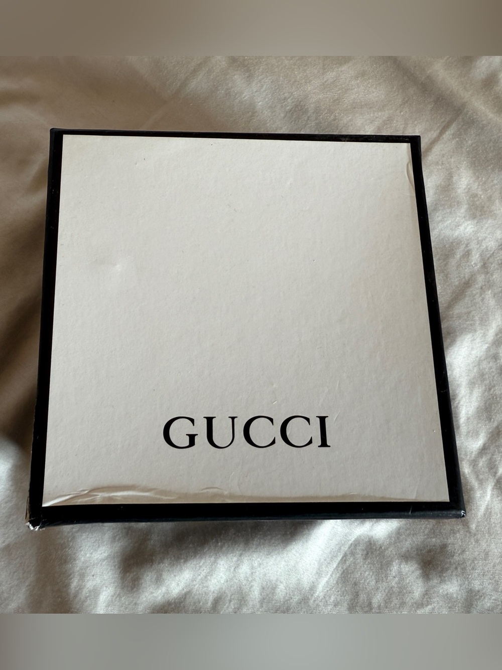 Gucci Gift Storage Belt Box 5.5” X 5.5” X2.5” Black Cream Empty Presentation Box
